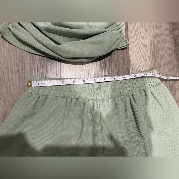 Sage Green Wide Leg Pants & Strapless Ruched Top - Picture 10 of 14